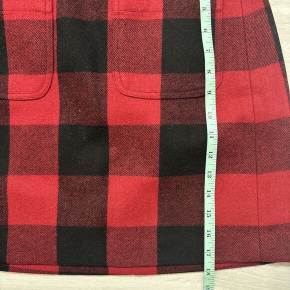 J.Crew Red Black Plaid Wool Blend Mini Skirt Size 00 Classic Preppy Timeless - Picture 6 of 7